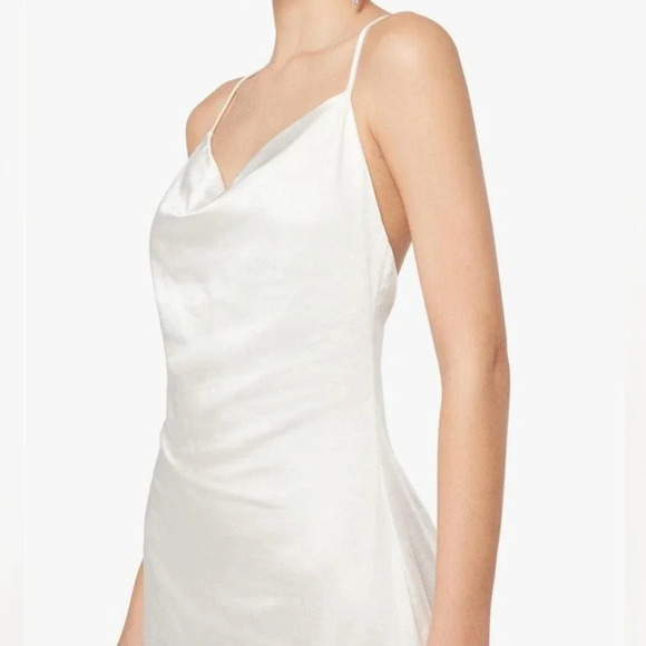 NWT ELLIATT Aisle dress in white satin cowl neckline with low back button accent - Picture 8 of 10
